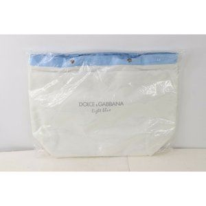 New Sealed Dolce & Gabbana Light Blue Perfume Spell Out Tote Bag White Nylon